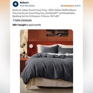 Bedsure Charcoal Cotton Duvet Cover Set